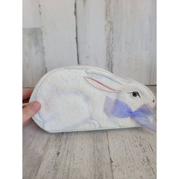 Vintage paper Easter white bunny box container decor - Picture 2 of 8